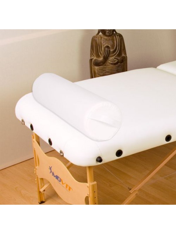 Vankúš pre masážny stôl biely kožený 68 cm valec