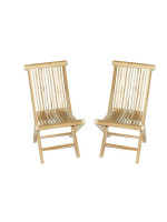 DIVERO skladacia stolička z teakového dreva, 2 kusy