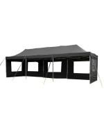 Záhradný párty stan čierny pavilón 3 x 9 m + bočné diely