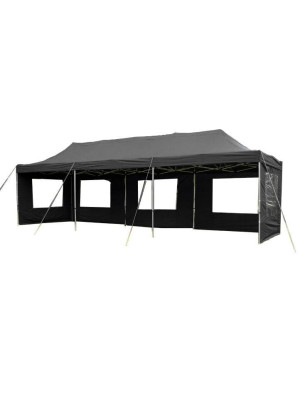 Záhradný párty stan čierny pavilón 3 x 9 m + bočné diely