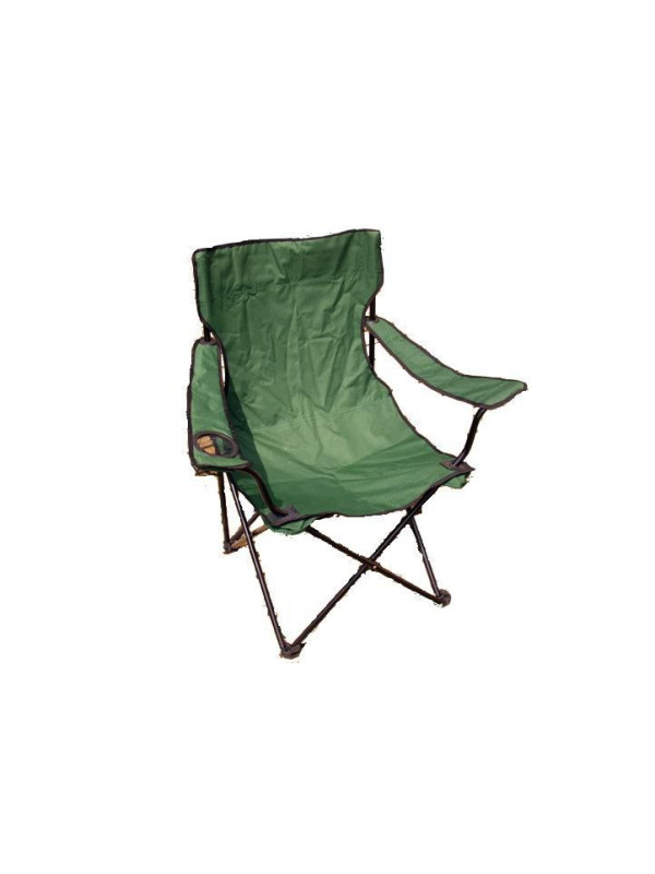 Kempingová skladacia stolička s držiakom nápojov