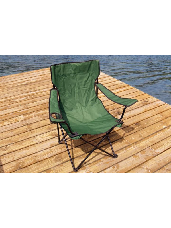 Kempingová skladacia stolička s držiakom nápojov