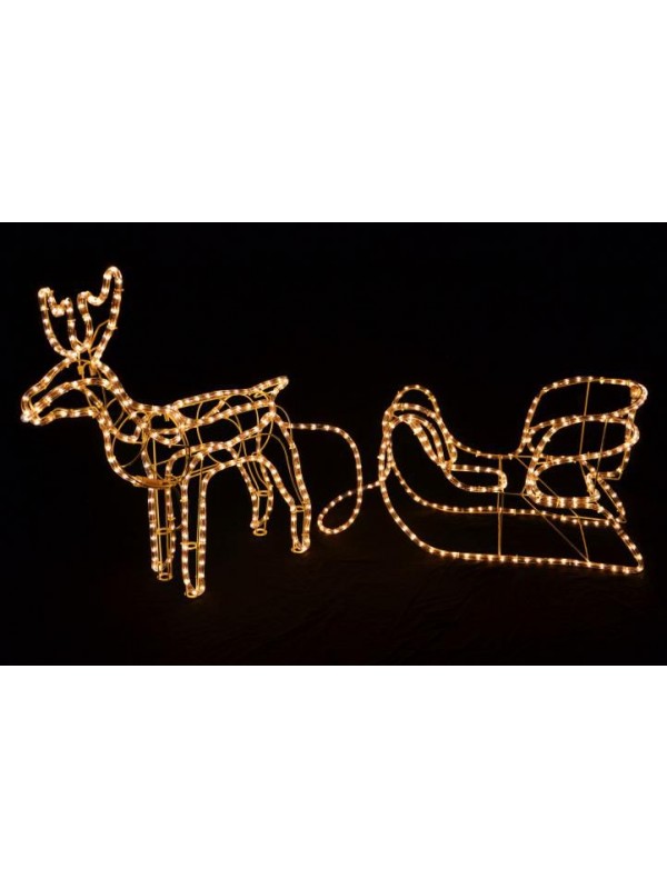 NEXOS Svetelný LED vianočný sob so saňami, 140 cm