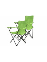 Kempingová sada - 2 x skladacia stolička s držiakom - sv.zelená