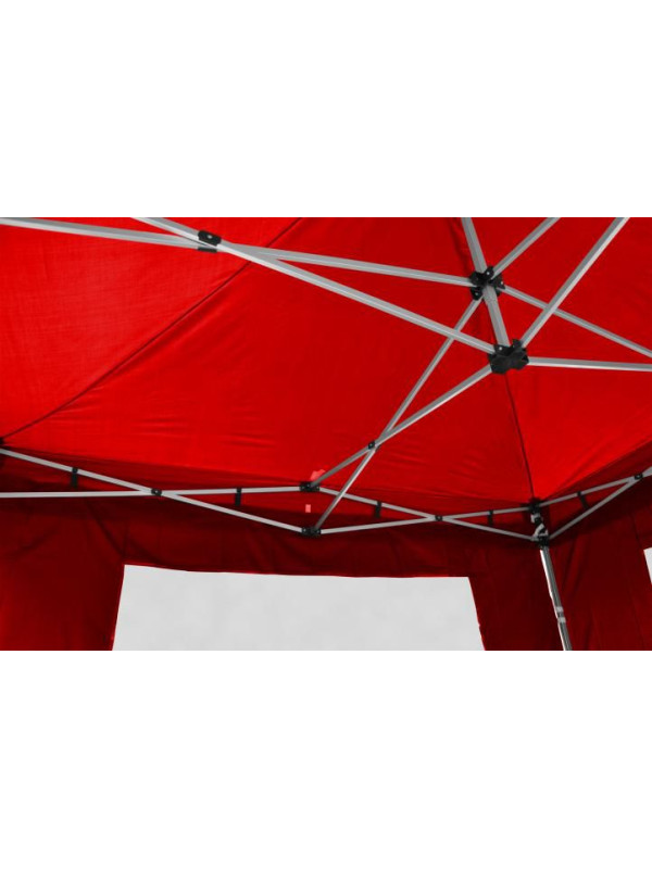 Záhradný párty stan nožnicový PROFI 3x3 m červený + 2 bočné steny