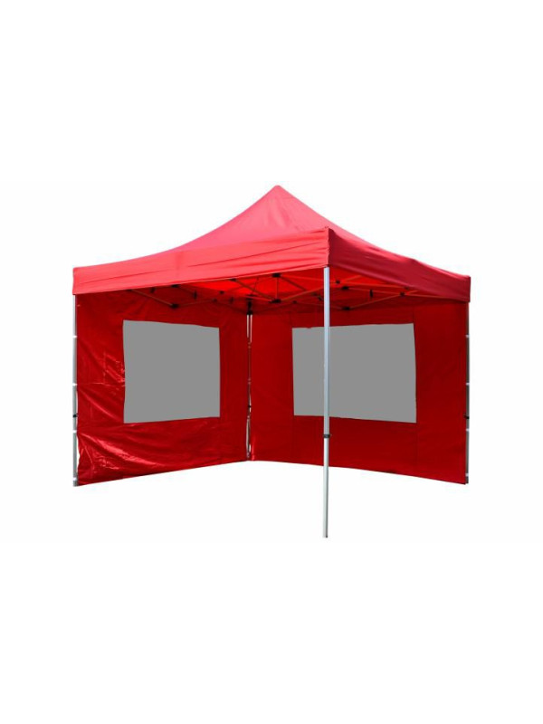 Záhradný párty stan nožnicový PROFI 3x3 m červený + 2 bočné steny