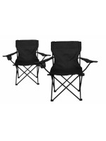 Kempingová sada – 2 x skladacia stolička s držiakom – čierna