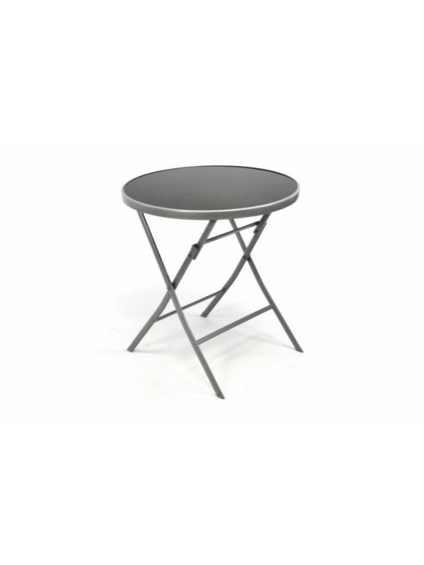 Záhradný bistro stolík sklenený so sklápacou doskou – strieborný