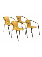 Sada 4 kusov záhradných stoličiek s polyratanovým výpletom – béžová