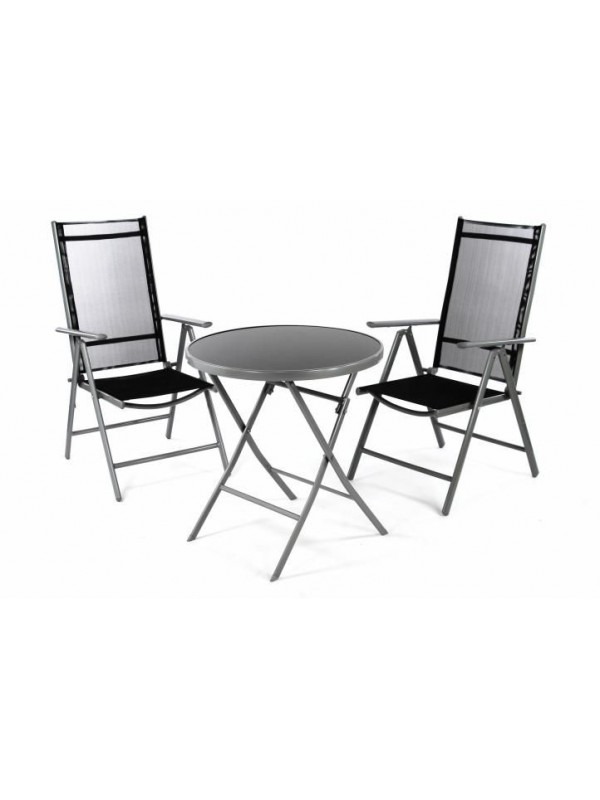 Záhradný balkónový set stoličky a stôl - čierne