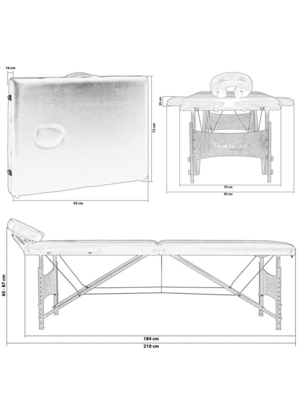 Prenosné masážne ležadlo DELUXE MOVIT biele 185 x 80 cm