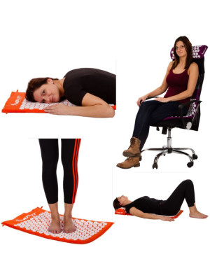 Akupresúrna podložka s vankúšom MOVIT 130 x 50 cm - červená