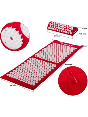 Akupresúrna podložka s vankúšom MOVIT 130 x 50 cm - červená