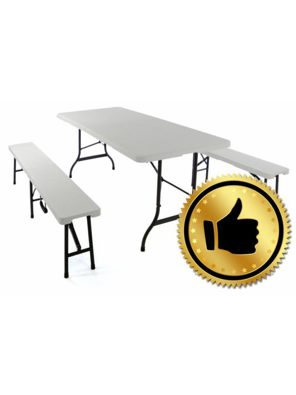 Skladací záhradný stôl Garth + 2 lavice
