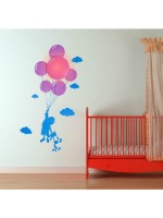 Samolepka a světlo na zeď - dítě s balonky