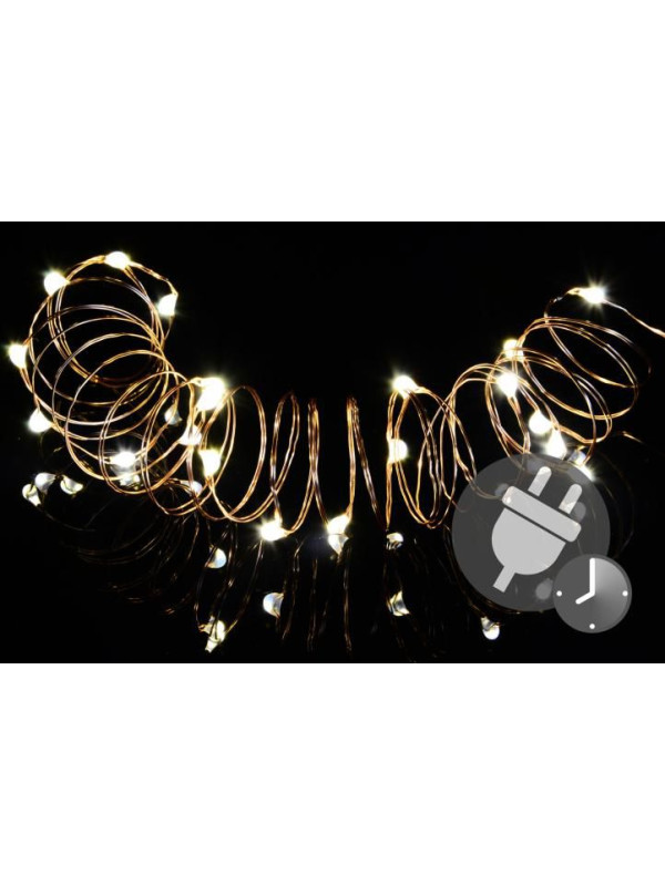 Vianočná reťaz - MINI 50 LED s časovačom - teplá biela