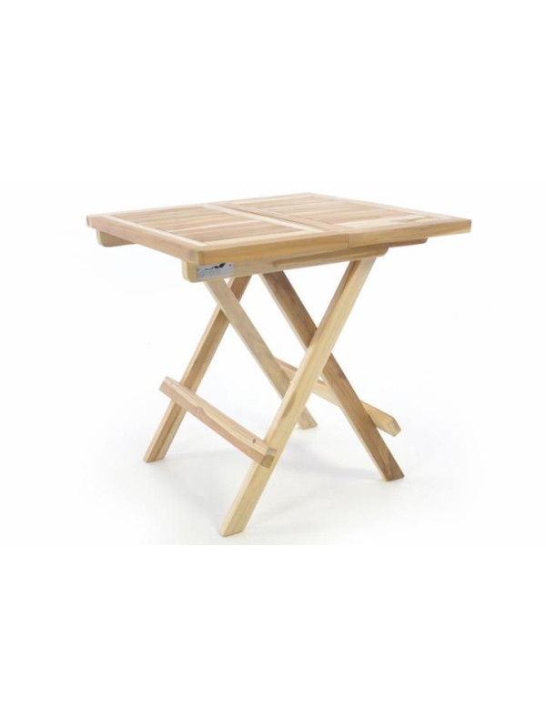 Skladací záhradný stolík DIVERO - teakové drevo neošetrené - 50 cm