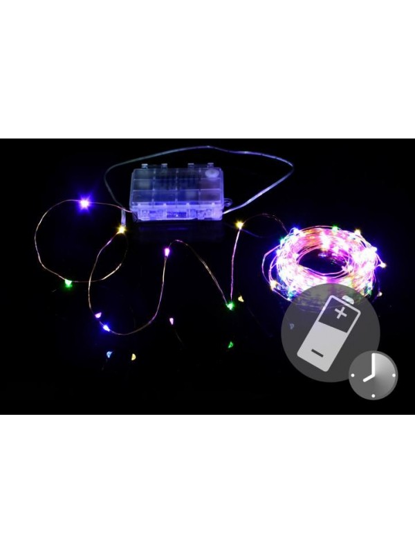 NEXOS LED osvetlenie - medený drôt, 100 LED, farebné