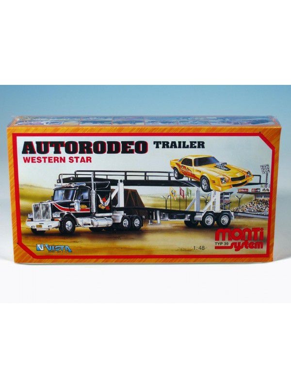 Stavebnice Monti 39 Autorodeo trailer Western star 1:48 v krabici 32x20x7,5cm