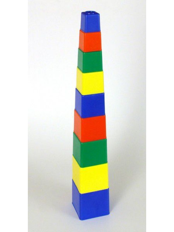 Kubus pyramida skládanka hranatá plast  9ks - 4 barvy