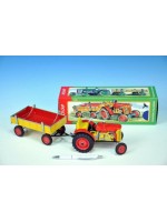 Traktor Zetor s valníkem červený na klíček kov 28cm Kovap v krabičce