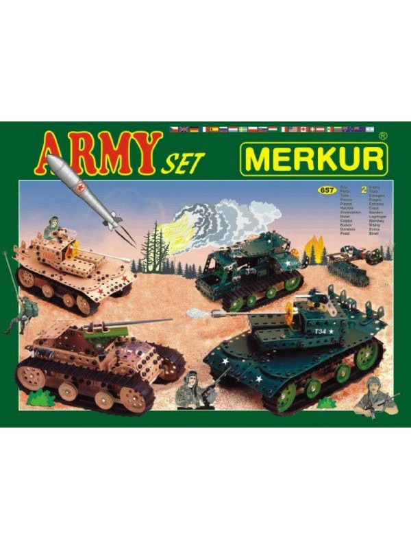 Stavebnice MERKUR Army Set 657ks 2 vrstvy v krabici 36x27x5,5cm