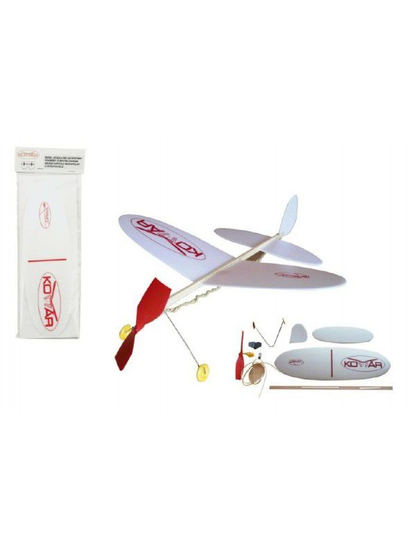 Letadlo Komár model na gumu polystyren/dřevo 38x31cm v sáčku