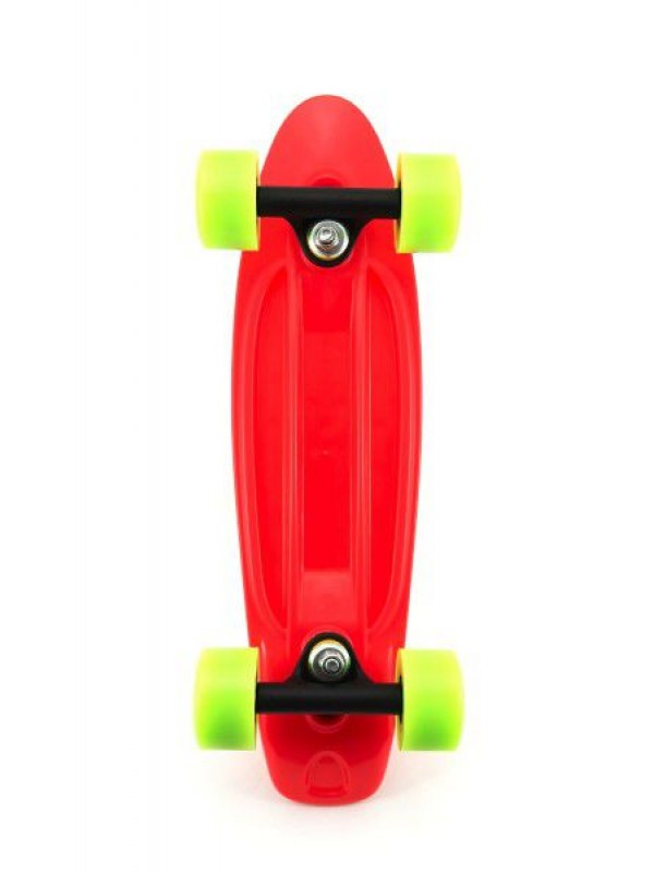 Skateboard - pennyboard 43cm, nosnost 60kg plastové osy, červený, zelená kola