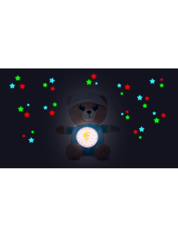 Medvídek Usínáček modrý plyš 32cm na baterie se světlem a zvukem