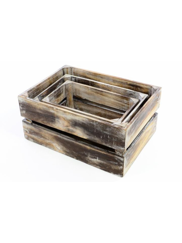 Drevená debnička VINTAGE DIVERO hnedá - 51 x 36 x 23 cm