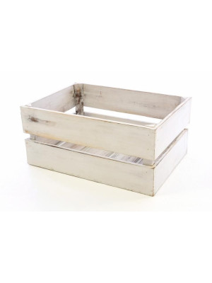 Drevená debnička VINTAGE DIVERO biela - 51 x 36 x 23 cm