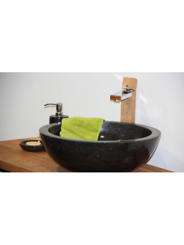 Kamenné umývadlo Gemma 501 leštený mramor Ø40 cm, black