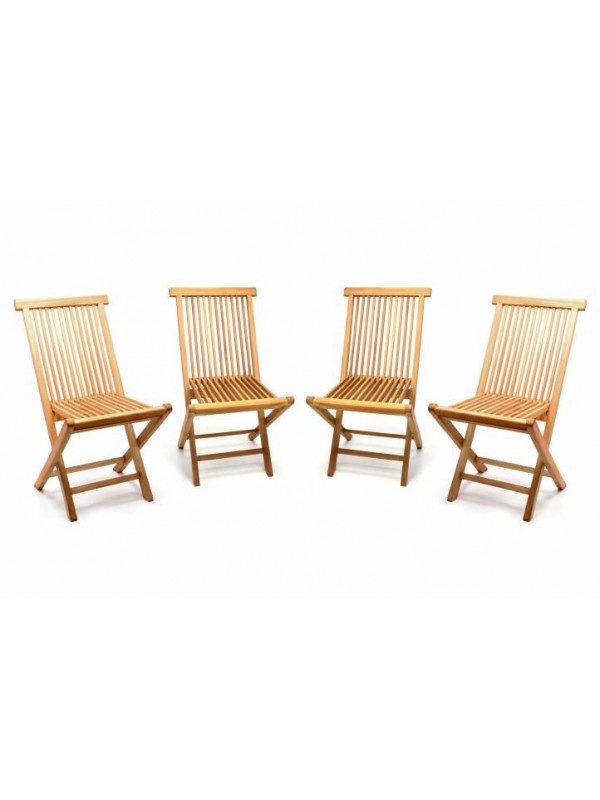 Sada 4 kusov - záhradné skladacie stoličky DIVERO - teak