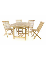 Záhradný set DIVERO z teakového dreva - stôl + 4 stoličky