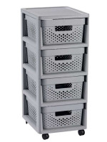 Regál so šuplíkmi 4 x 11 L INFINITY DOTS - sivý