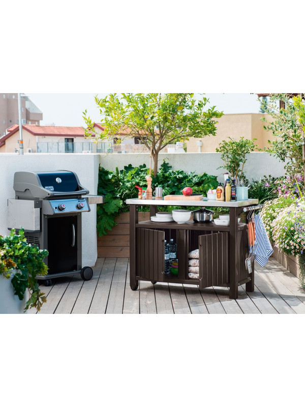 Záhradný stôl s úložným priestorom UNITY XL - hnedý