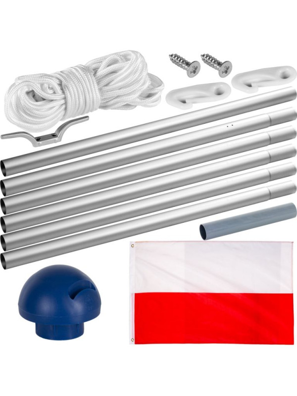 Vlajkový stožiar vrátane vlajky Poľsko - 650 cm