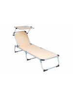Záhradné skladacie ležadlo so strieškou - béžové