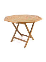 DIVERO skladací záhradný stolík z teakoveho dreva, Ø 90 cm