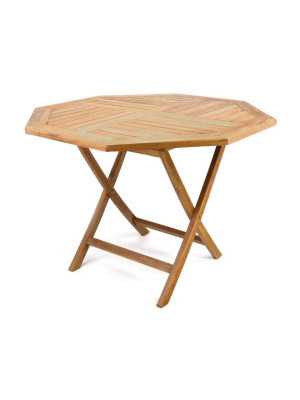 DIVERO skladací záhradný stolík z teakoveho dreva, Ø 90 cm