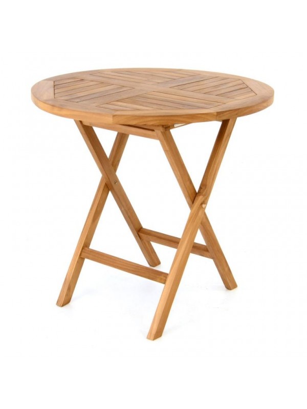 DIVERO guľatý záhradný stolík z teakového dreva, Ø 80 cm