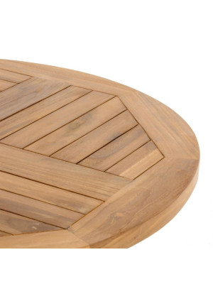 DIVERO guľatý záhradný stolík z teakového dreva, Ø 80 cm