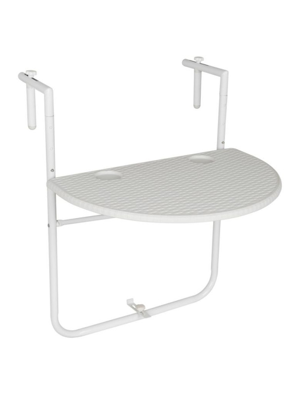 Závesný sklopný stolík ratanového vzhľadu - biely