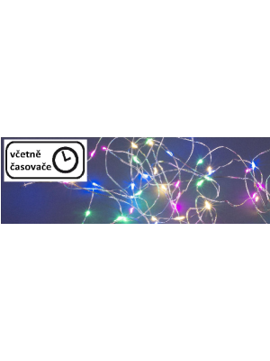NEXOS Svetelný strieborný drôt, 20 LED, časovač, farebný NEXOS Svetelný strieborný drôt, 20 LED, časovač, farebný