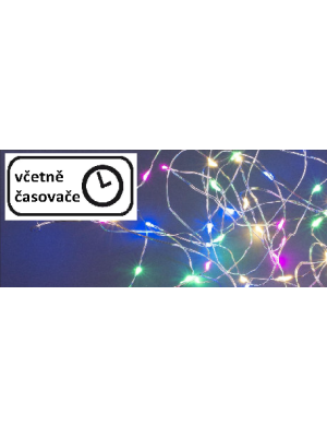 NEXOS Svetelný strieborný drôt, 40 LED, časovač, farebný