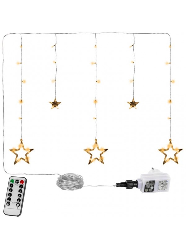 VOLTRONIC Vianočný záves 5 hviezd,61 LED,teplá biela+ovládač