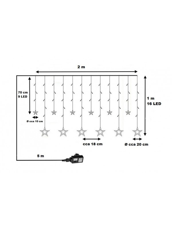 VOLTRONIC záves 12 hviezdičiek 150 LED, teplá/studená biela