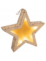 Vianočná drevená hviezda s 3D efektom, 10 LED