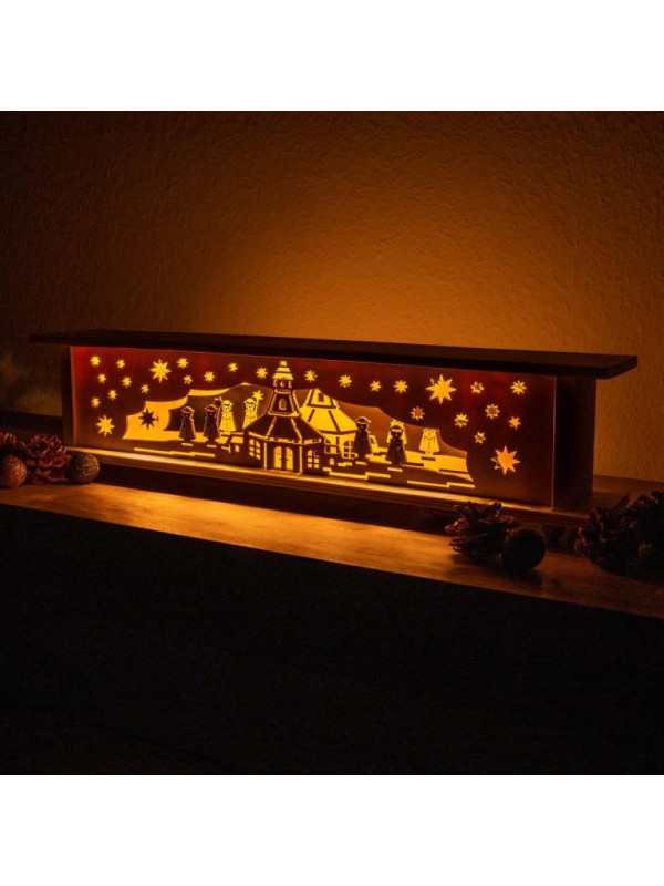 Vianočná drevená dekorácia, 10 LED