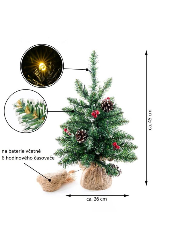 Vianočný stromček s osvetlením - 45 cm, 20 LED